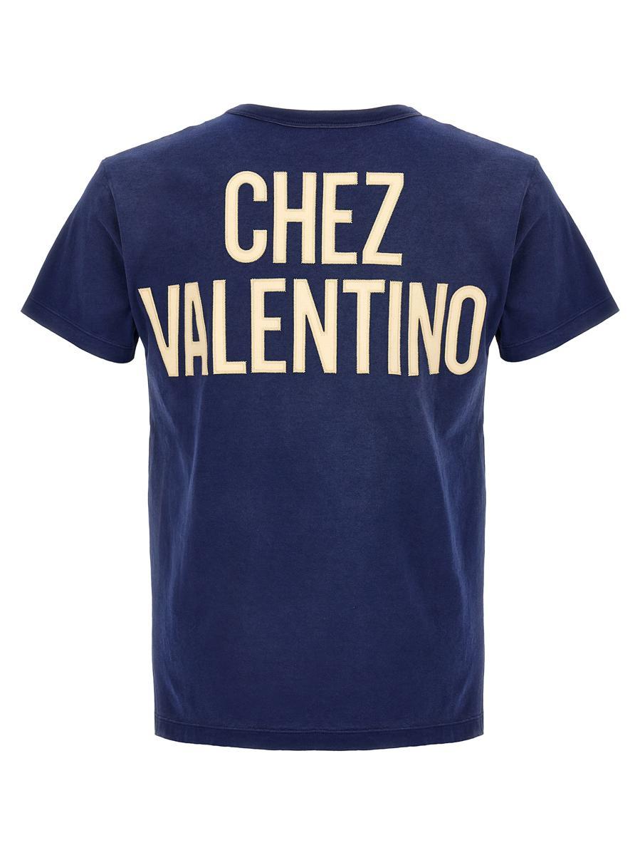 VALENTINO Garavani Navy Cotton T-shirt In Blue Product Image