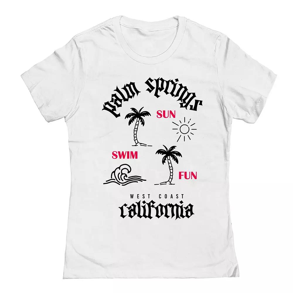 Junior's Palm Springs Womens Graphic Tee, Girl's, Size: Large, White Product Image