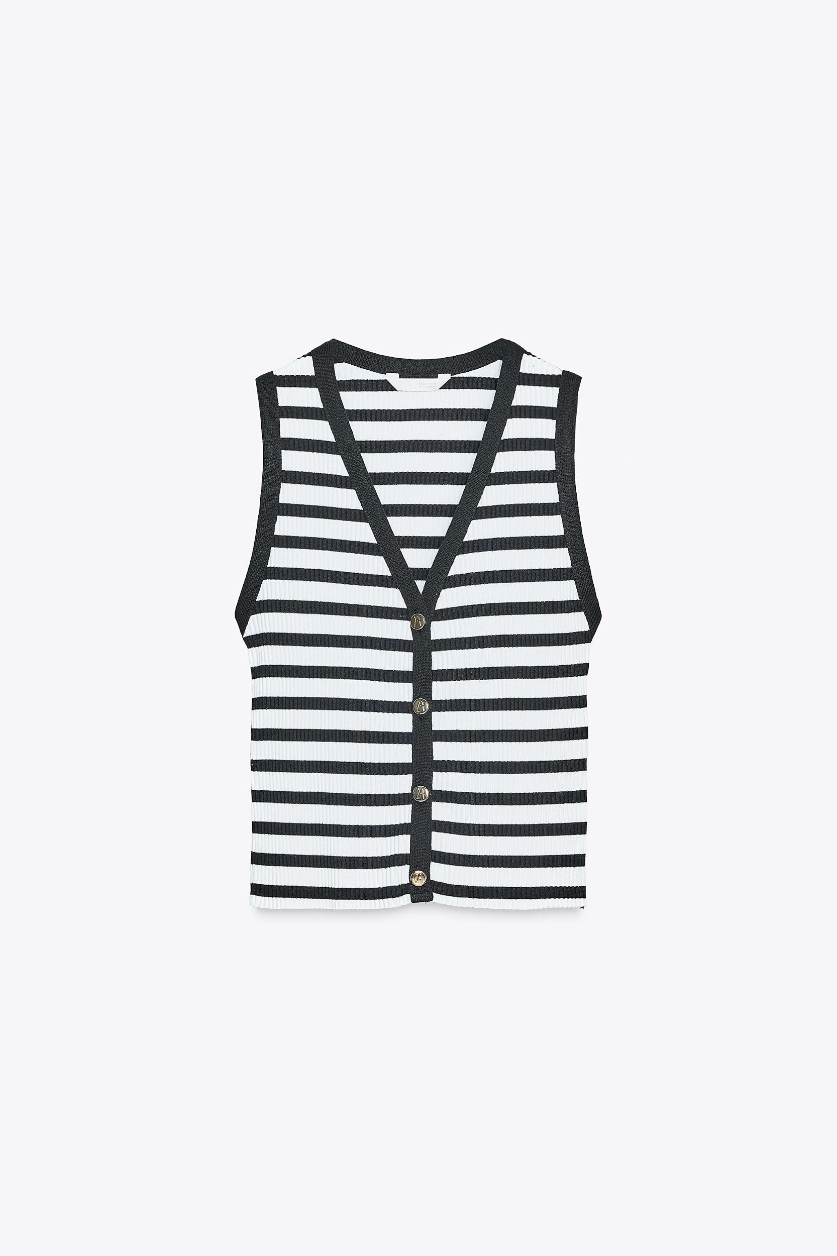 ZARA STRIPED BUTTON VEST Product Image