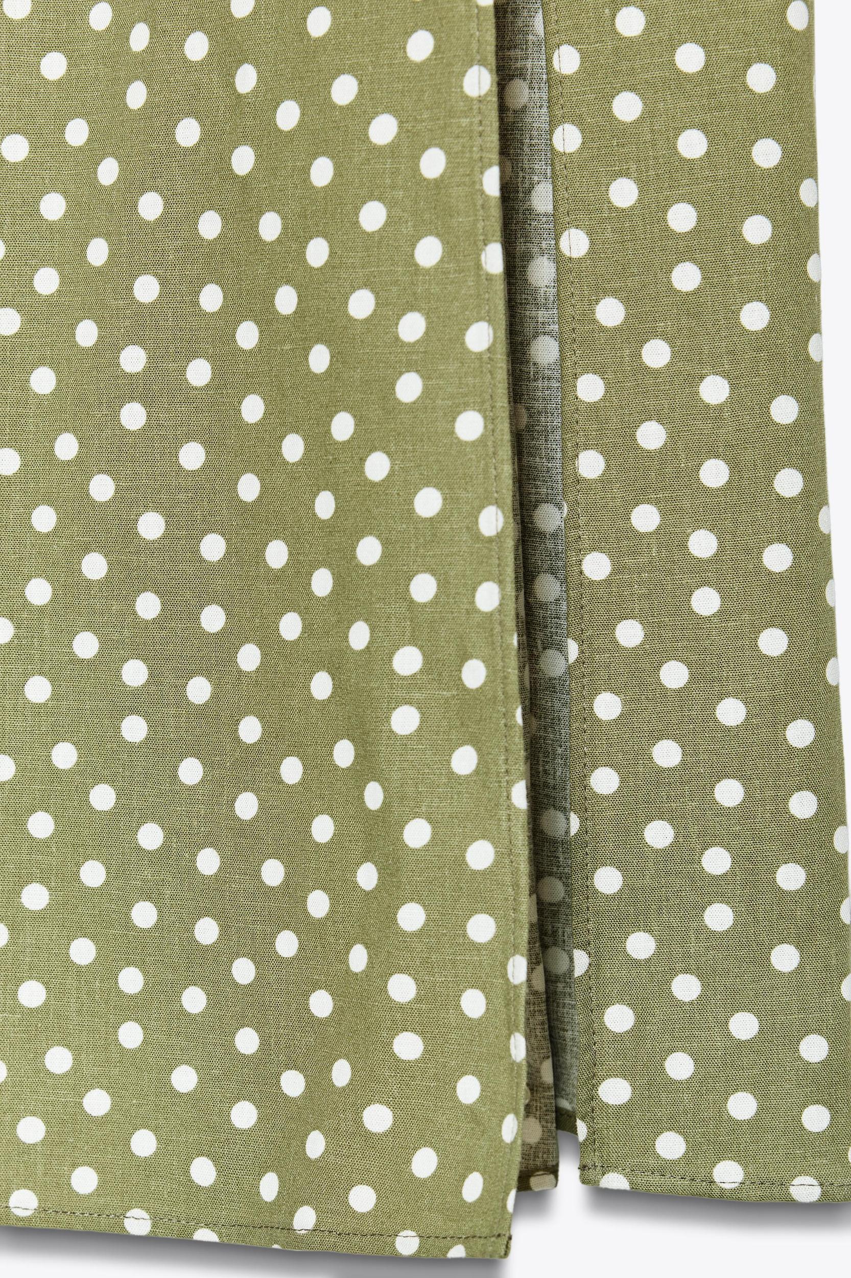 LINEN BLEND POLKA DOT MIDI DRESS Product Image