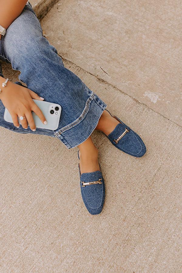 The Aubrey Denim Mule Loafer in Medium Wash Product Image