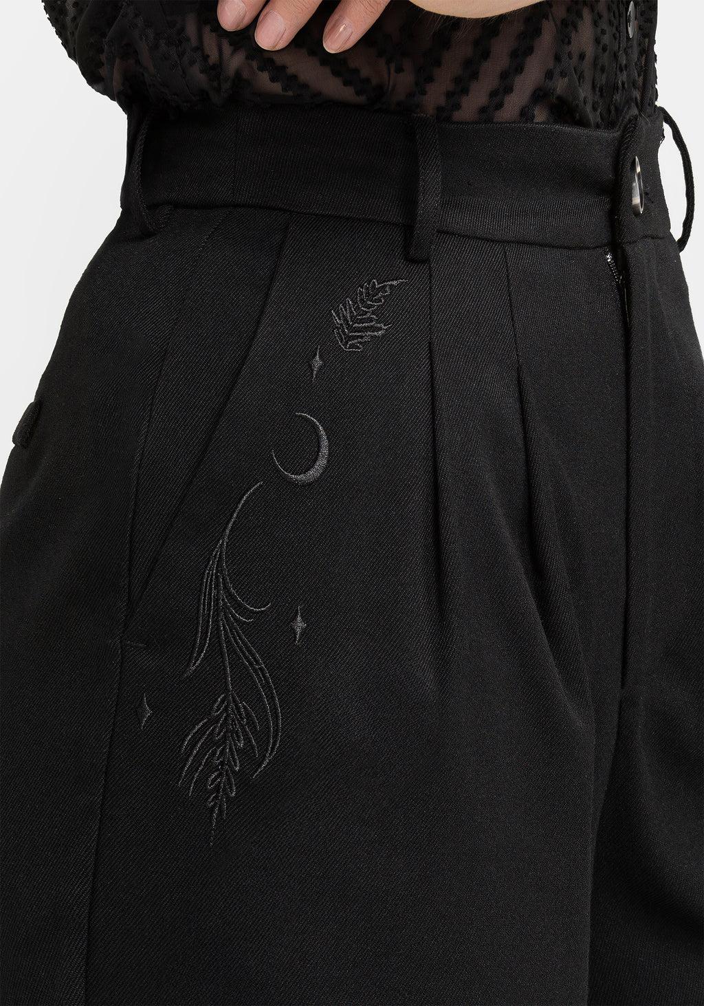 Dianne Embroidered Balloon Trousers - Black Product Image