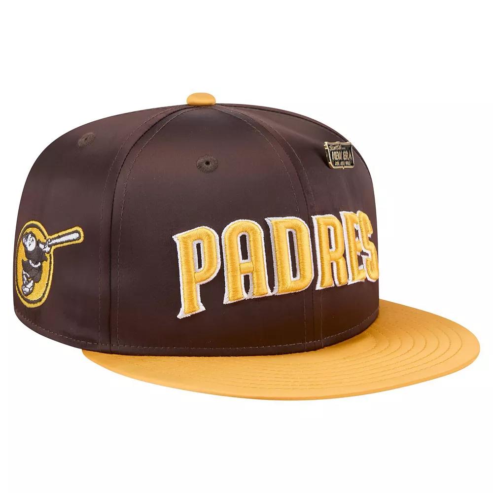 Men's New Era Brown/Gold San Diego Padres Satin 59FIFTY Fitted Hat,  Product Image