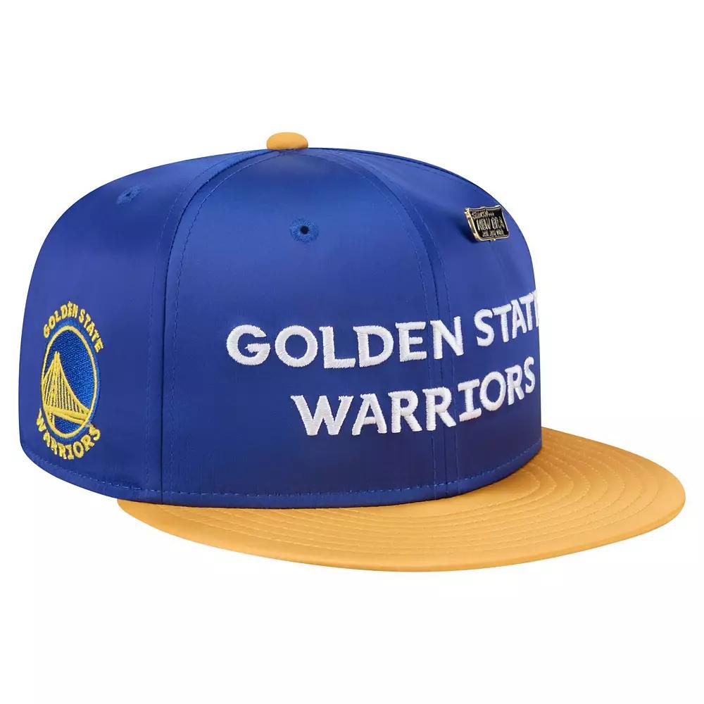 Men's New Era Purple/Gold Los Angeles Lakers Throwback Satin Vintage Pin Two-Tone 59FIFTY Fitted Hat,  Product Image