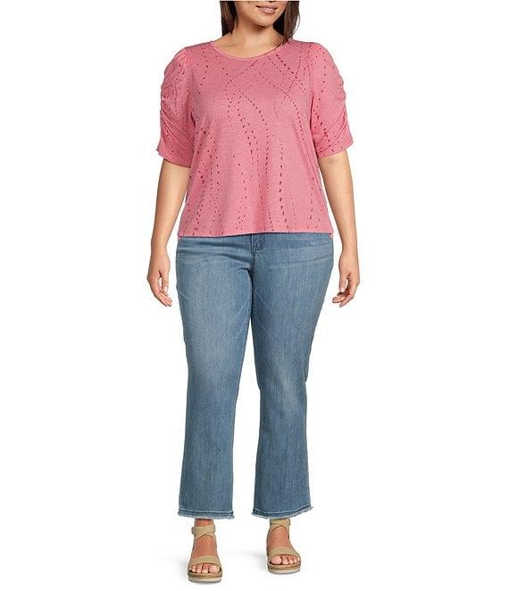 Democracy Plus Size #double;Ab#double;solution® Slim Straight High Rise Embroidered Cascading-D Back Pocket Jeans Product Image