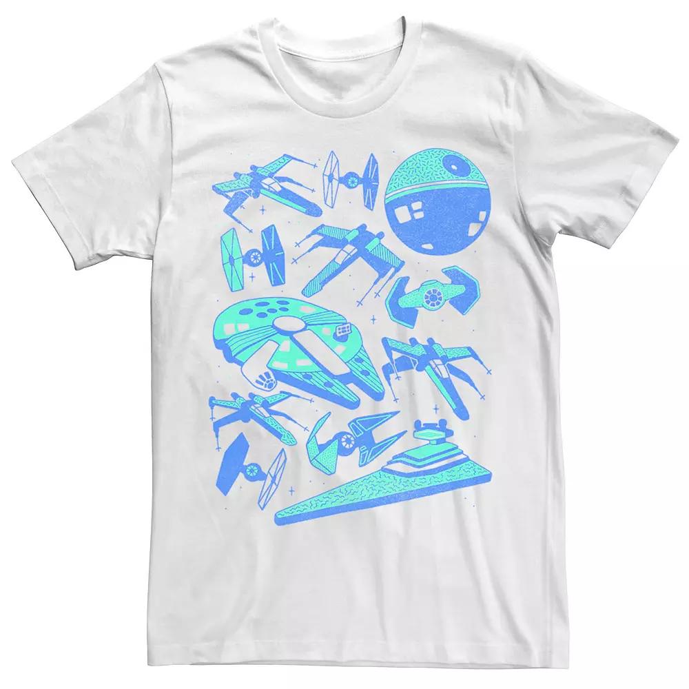 Men's Star Wars Blue Hue Space Ships Short Sleeve Tee,  Product Image