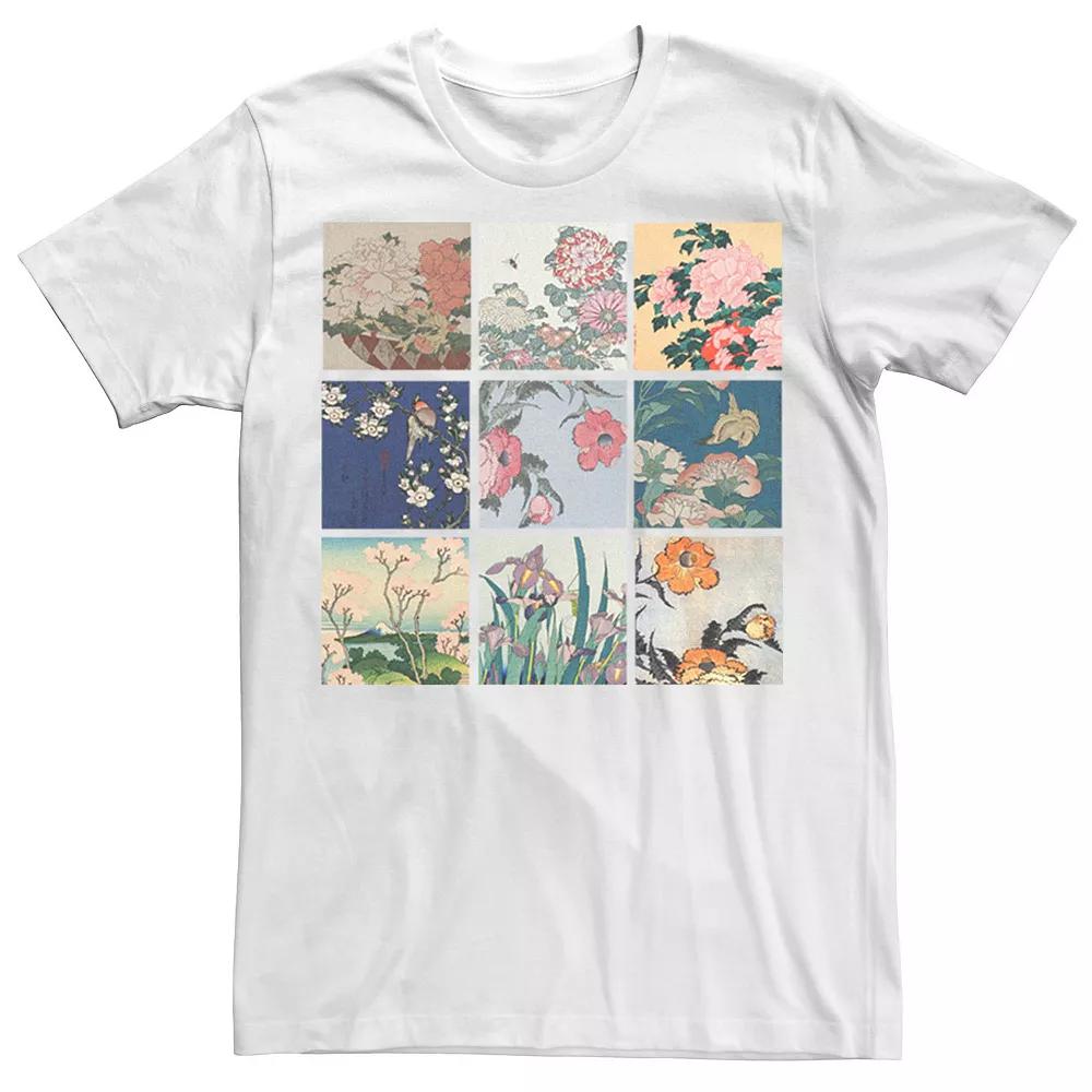 Men's Katsushika Hokusai Floral Photo Tee, Size: XL, White Product Image