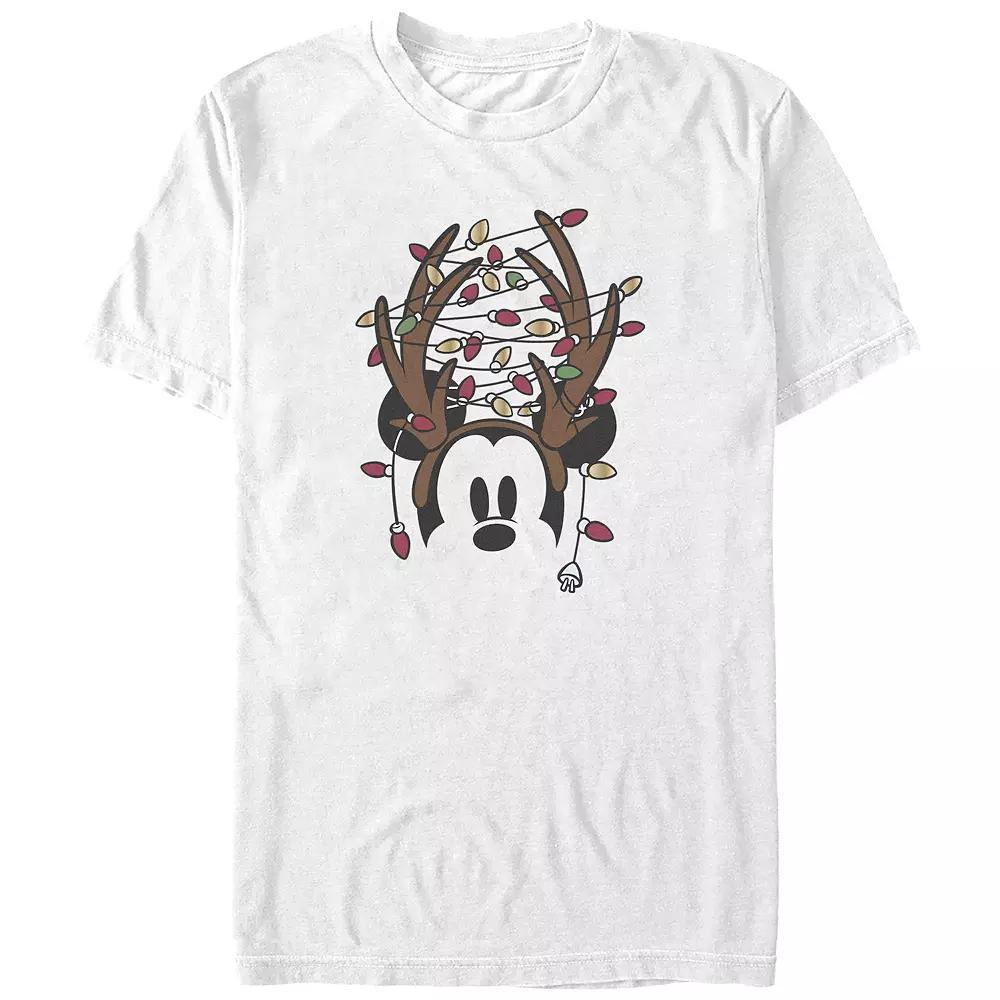 Disney's Mickey Mouse Antlers With Christmas Lights Big & Tall Graphic Tee, Men's,  Product Image