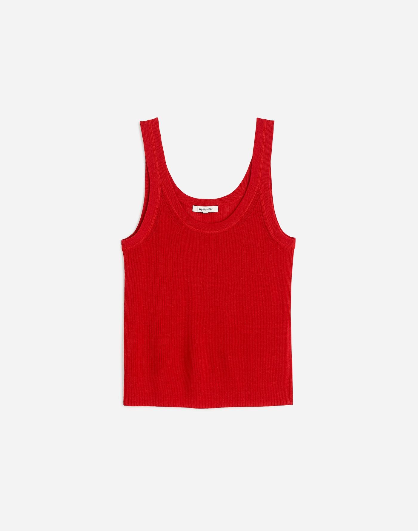 Linen-Blend Scoopneck Sweater Tank Product Image