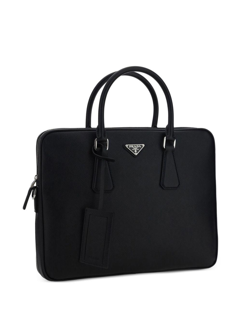 triangle-logo leather briefcase Product Image