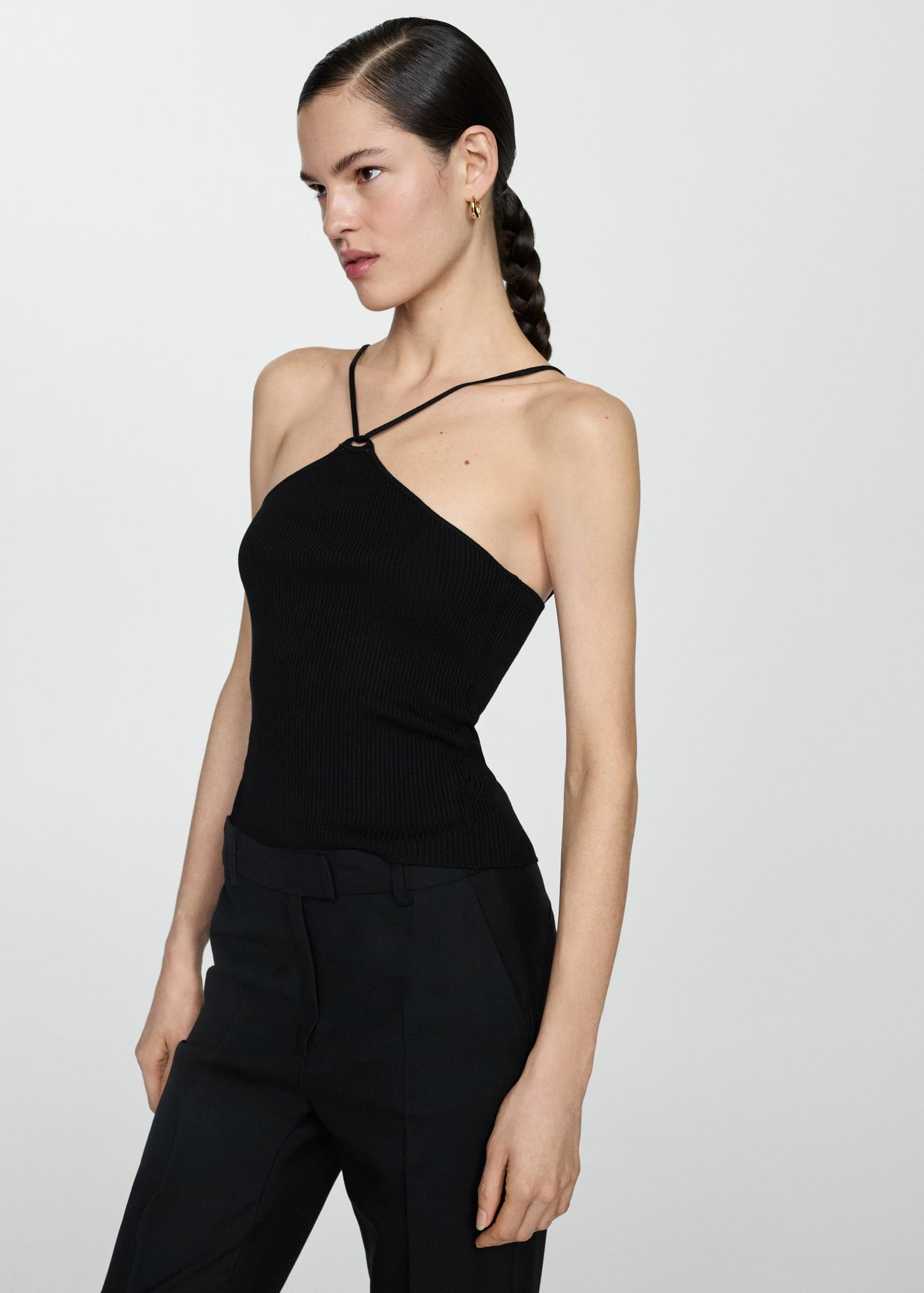 Knitted top with metallic thread - Women | MANGO USA Product Image