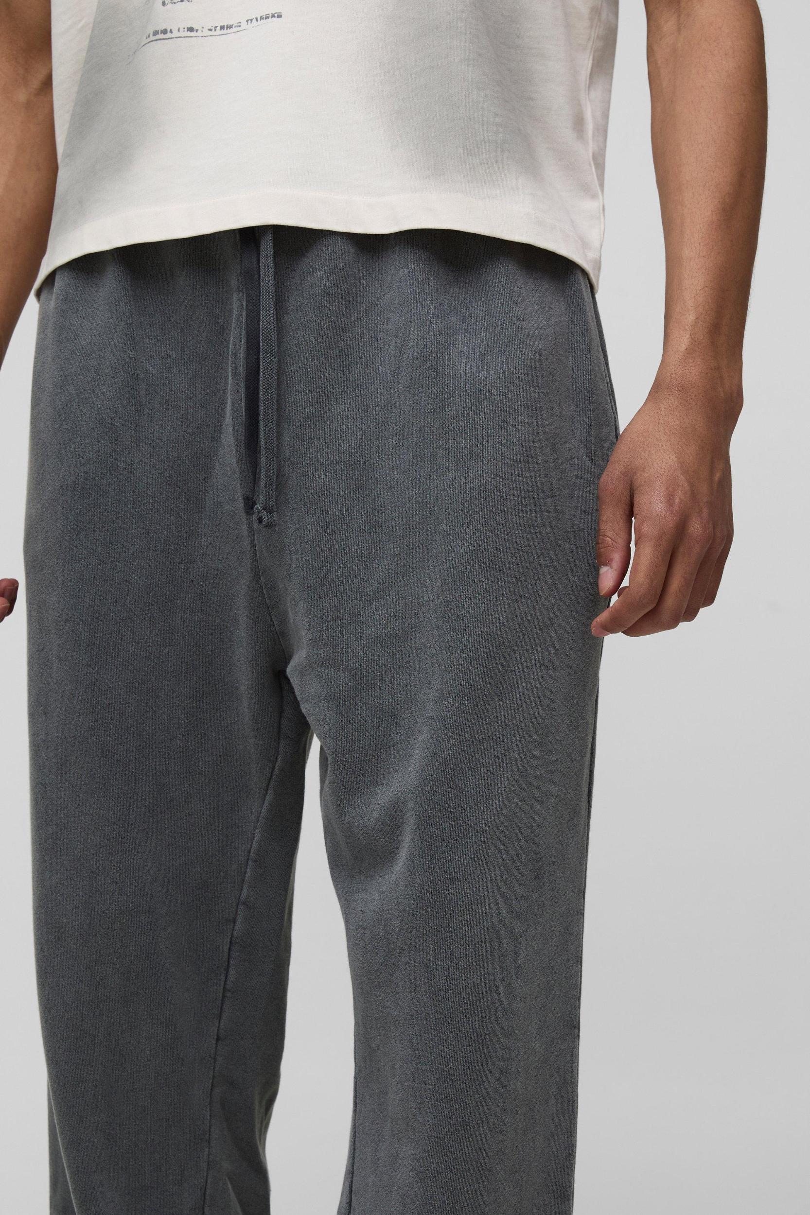 Regular Fit Drop Crotch Seam Wash Sweatpants | boohooMAN USA Product Image