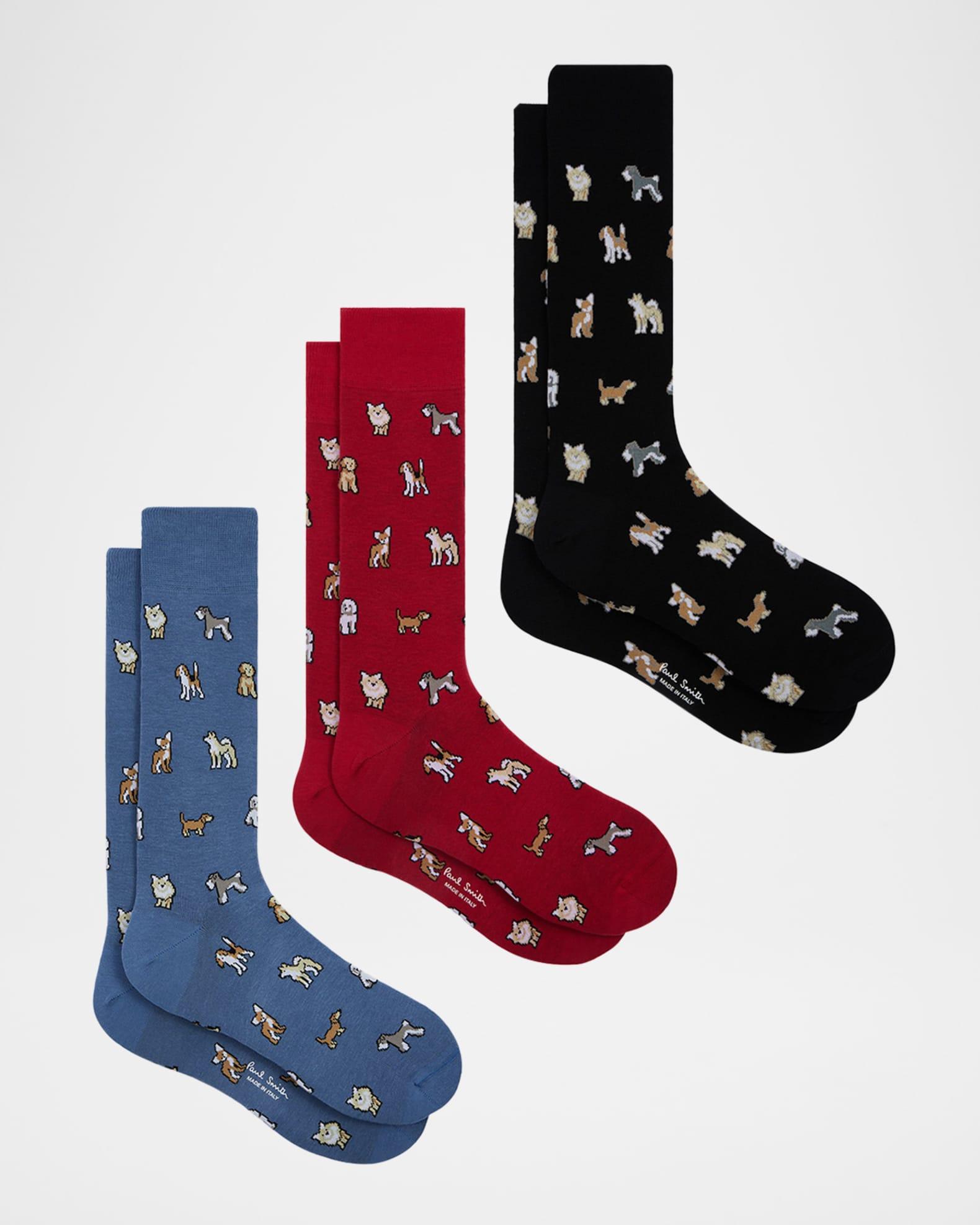 Men's Kyoto Allover Dog Print 3-Pack Crew Socks Product Image