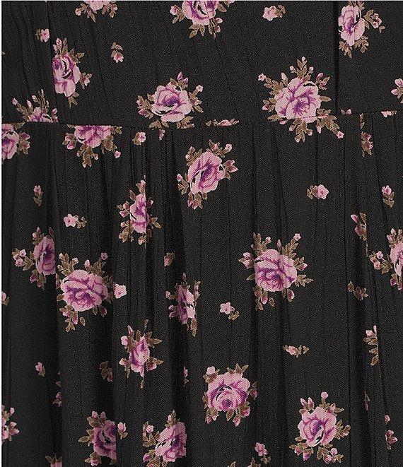 Angie Ditsy Floral Print Scoop Neck Short Puff Sleeve Midi Dress Product Image