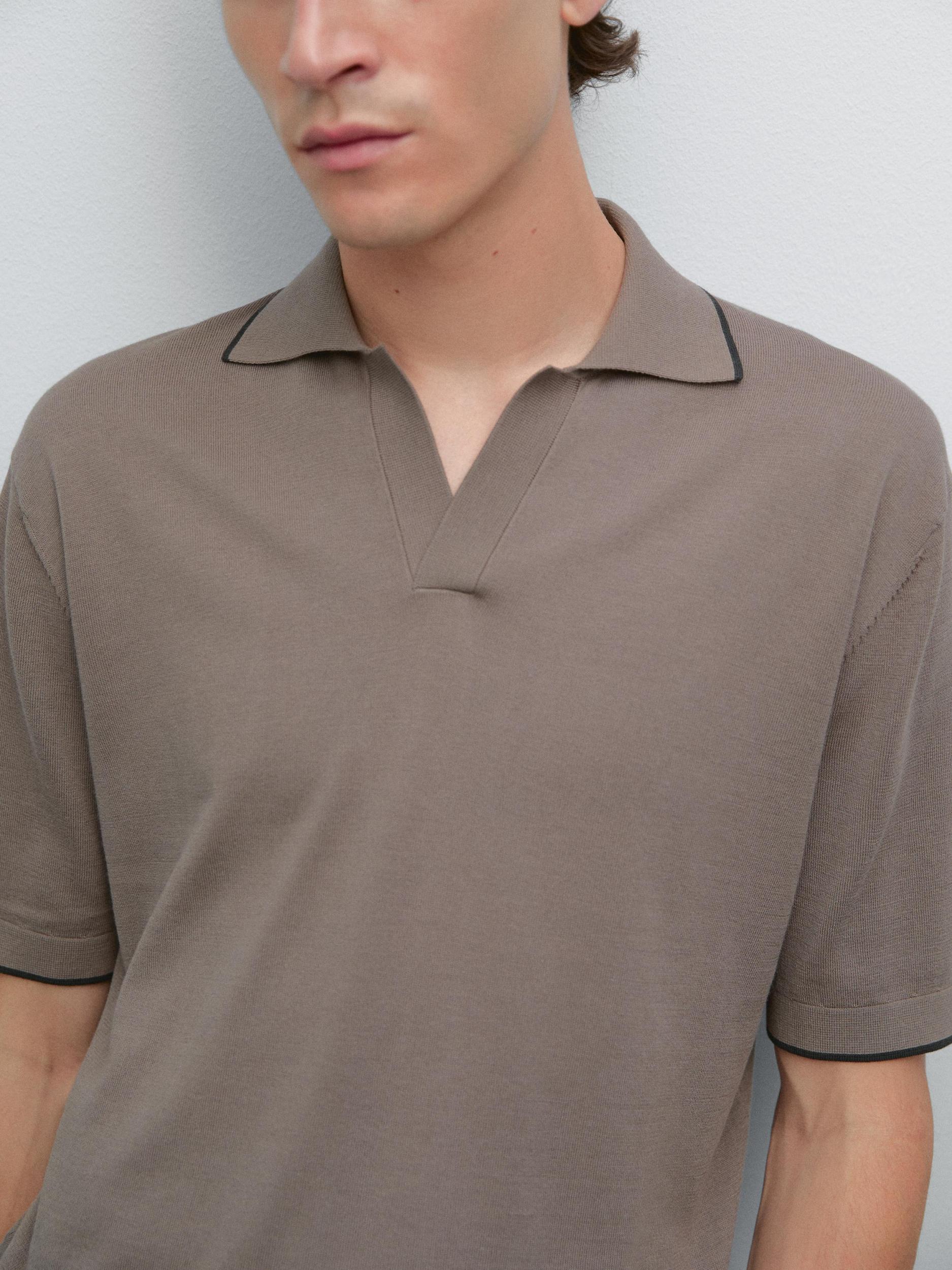 Knit polo shirt with contrast detail Product Image