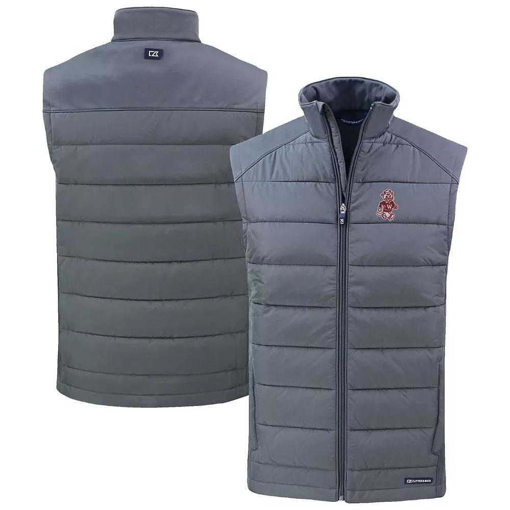 Men's Cutter & Buck Gray NC State Wolfpack Evoke Hybrid Eco Softshell Recycled Full-Zip Vest,  Product Image