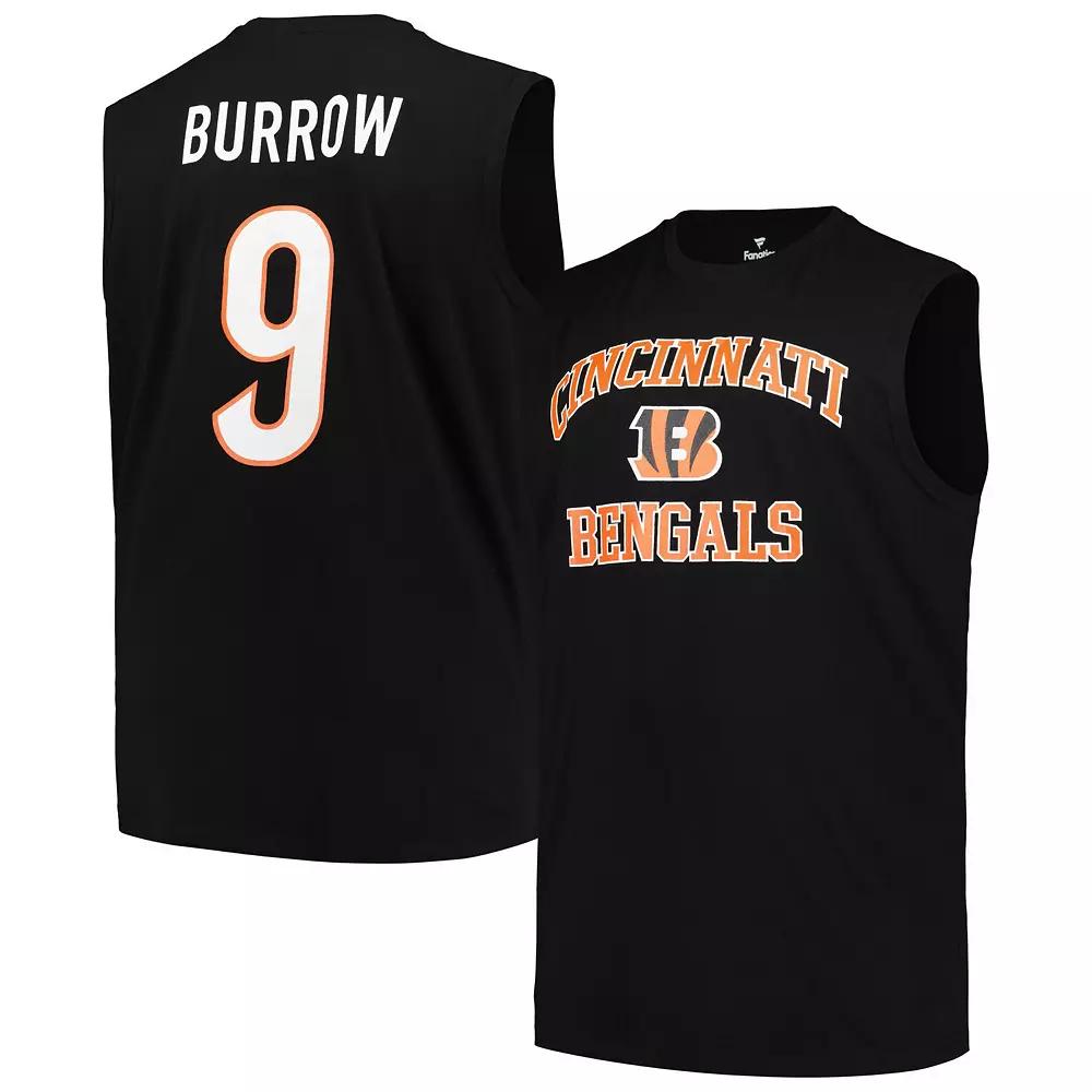 Men's Fanatics Branded Joe Burrow Black Cincinnati Bengals Big & Tall Muscle Tank Top,  Product Image