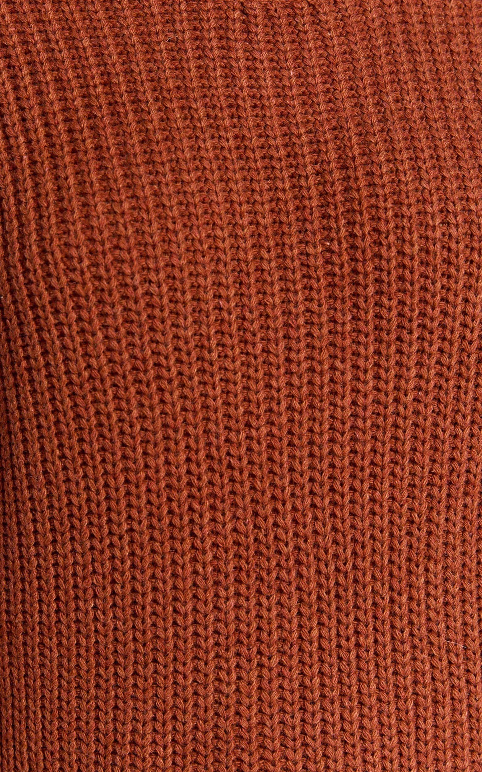 Amalie The Label - Beata Knitted Long Sleeve Midi Dress in Rust Product Image