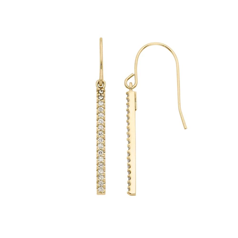 1/4 Carat T.W. Diamond 10k Gold Stick Drop Earrings, Women's, Yellow Product Image