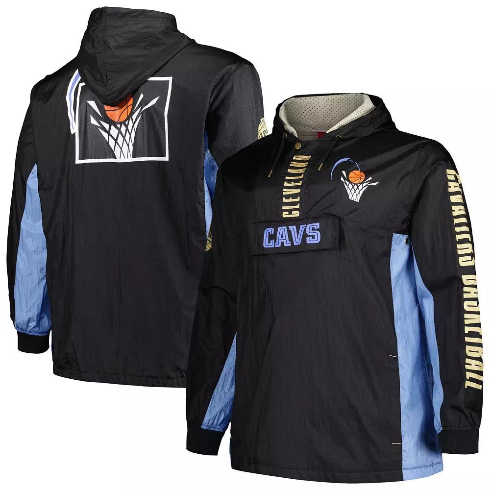 Men's Mitchell & Ness Black Cleveland Cavaliers Big & Tall Hardwood Classics Team OG 2.0 Anorak Hoodie Quarter-Zip Windbreaker Jacket,  Product Image