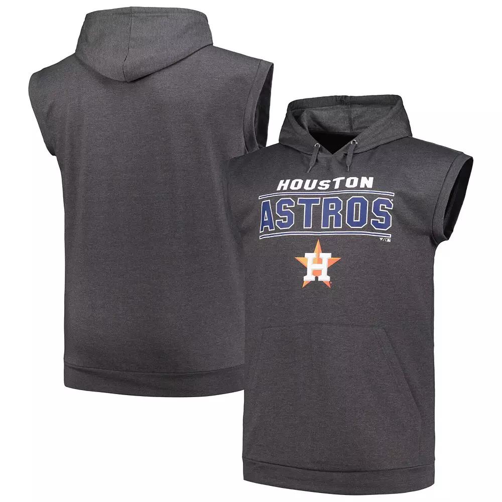Men's Profile Heather Charcoal Houston Astros Big & Tall Muscle Sleeveless Pullover Hoodie,  Product Image