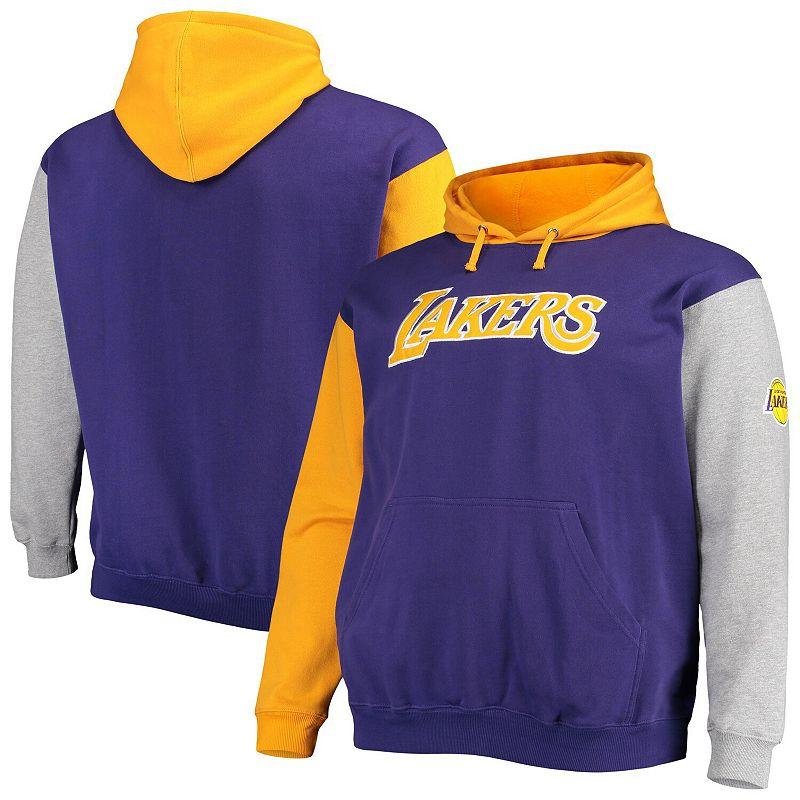 Men's Fanatics Branded Purple/Gold Los Angeles Lakers Big & Tall Double Contrast Pullover Hoodie, Size: 2XB Product Image
