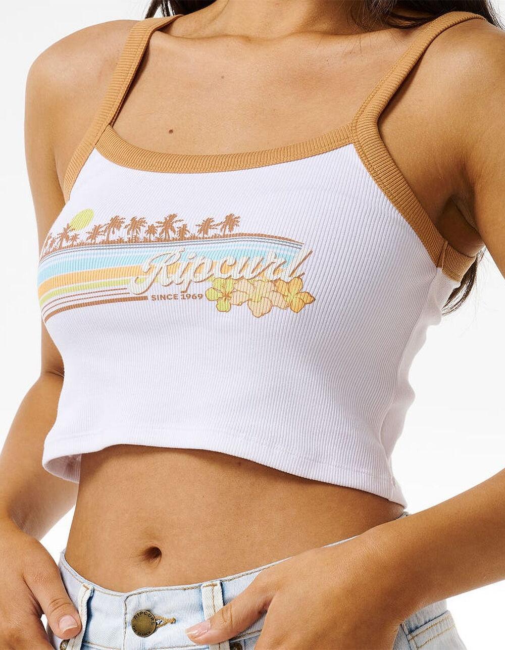 RIP CURL Sunset Baby Womens Crop Tank Top - WHITE Product Image