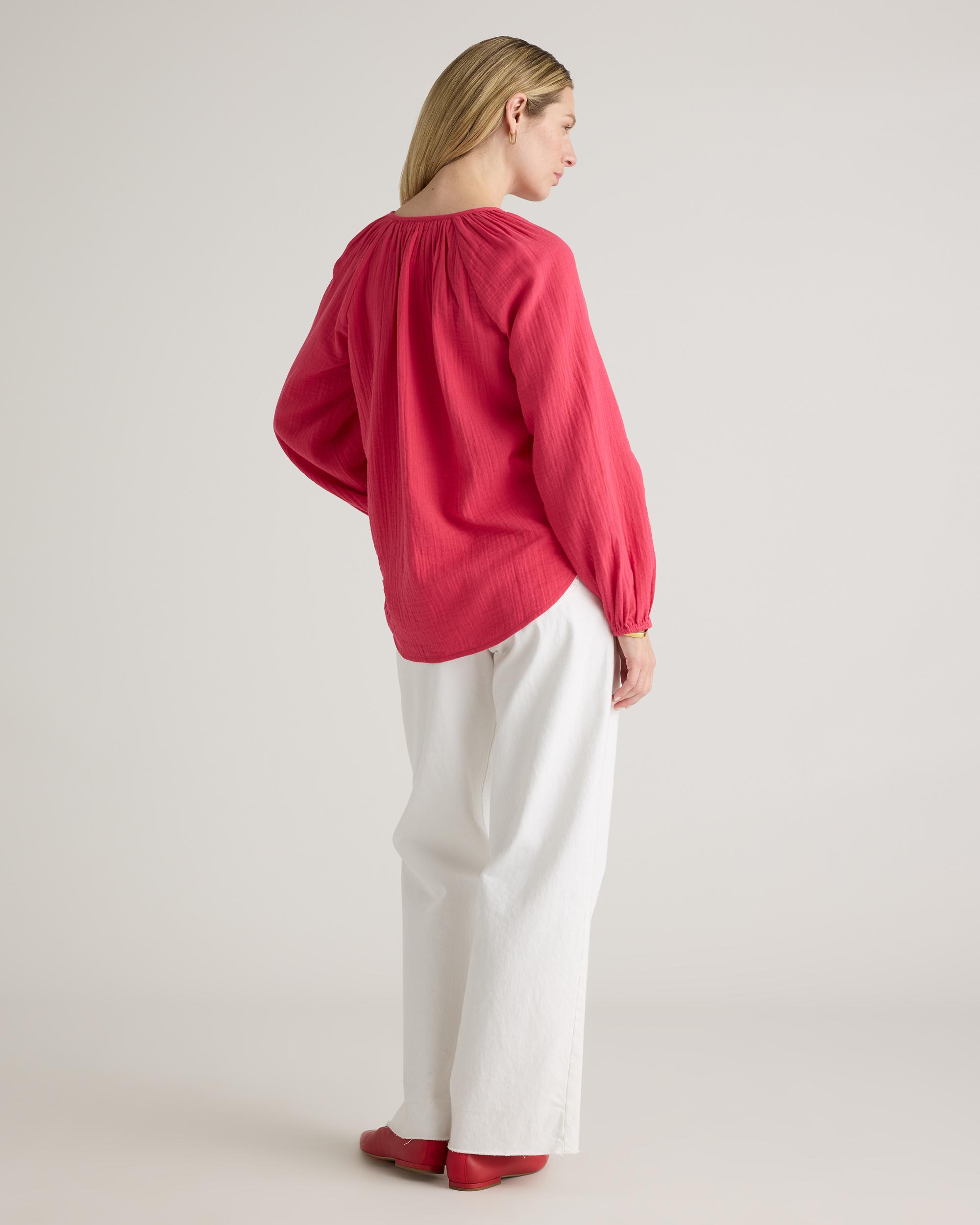 Quince | Women's Gauze Peasant Blouse Organic Cotton Product Image