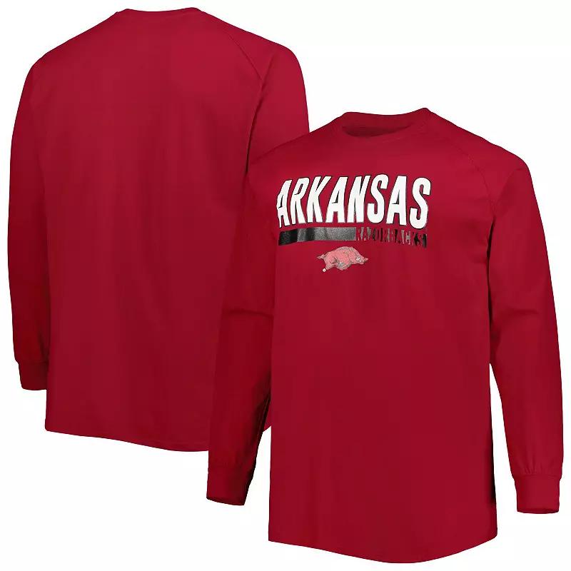 Men's Cardinal Arkansas Razorbacks Big & Tall Two-Hit Long Sleeve T-Shirt, Size: 4XLT, Red Product Image