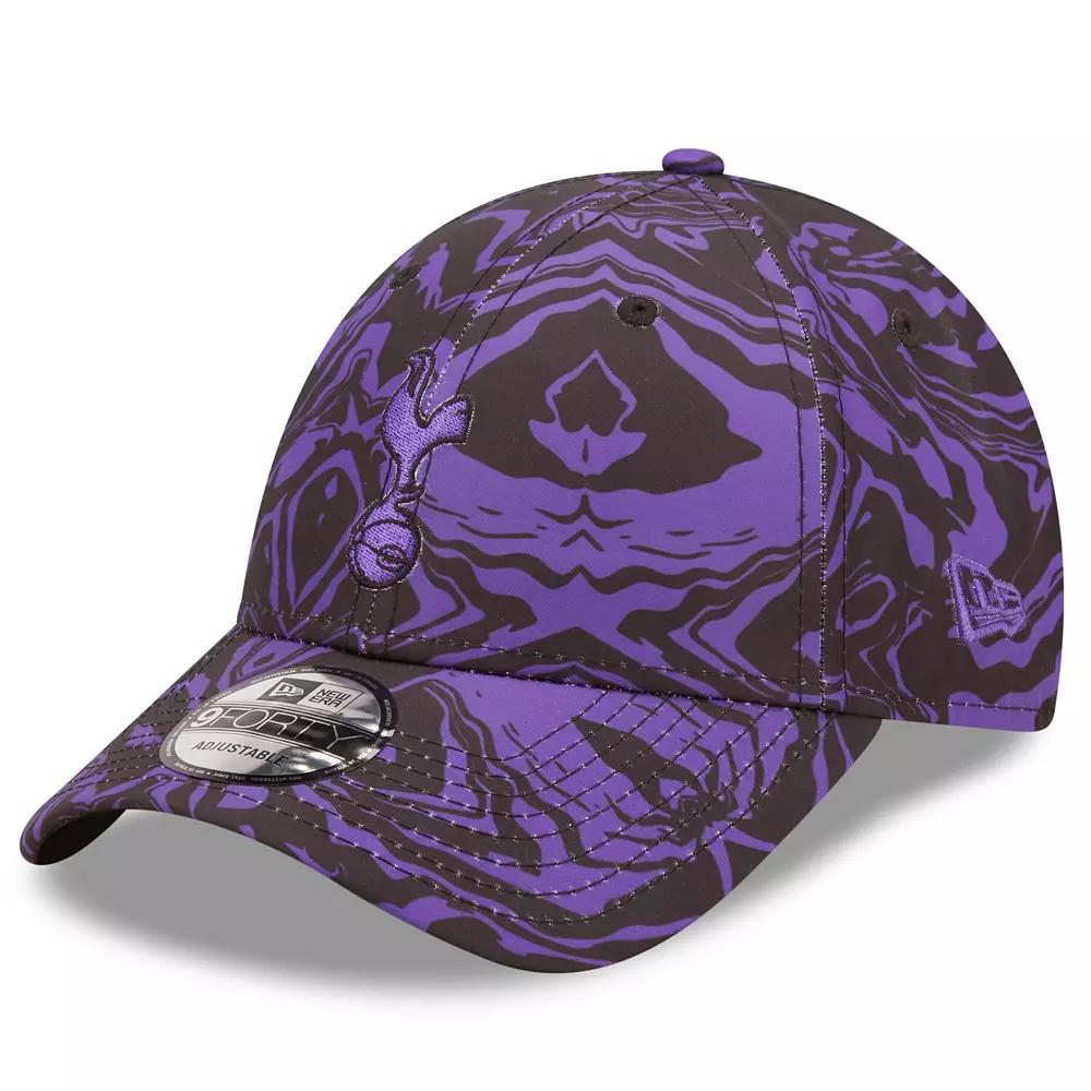 Men's New Era Black/Purple Tottenham Hotspur Allover Print 9FORTY Adjustable Hat, Tot Black Product Image