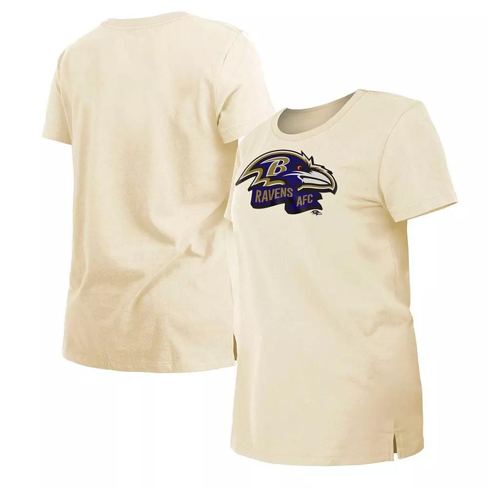 Women's New Era Cream Baltimore Ravens Chrome Sideline T-Shirt,  Product Image