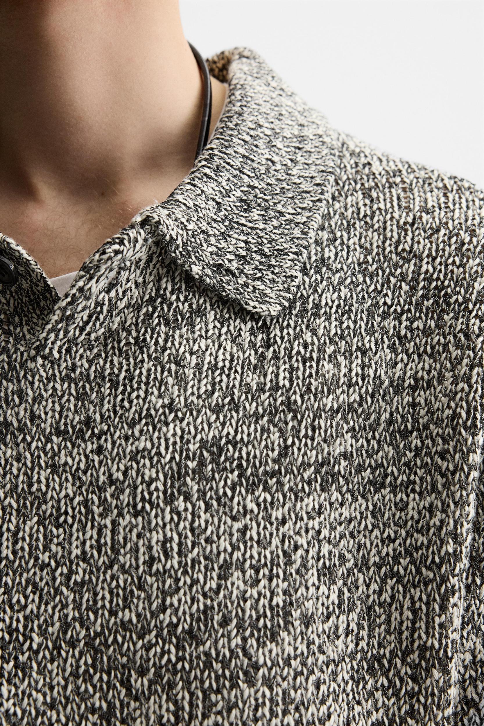 SHINY KNIT POLO SHIRT Product Image