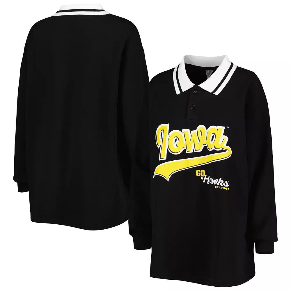 Women's Gameday Couture Black Iowa Hawkeyes Happy Hour Long Sleeve Polo, Size: Small Product Image