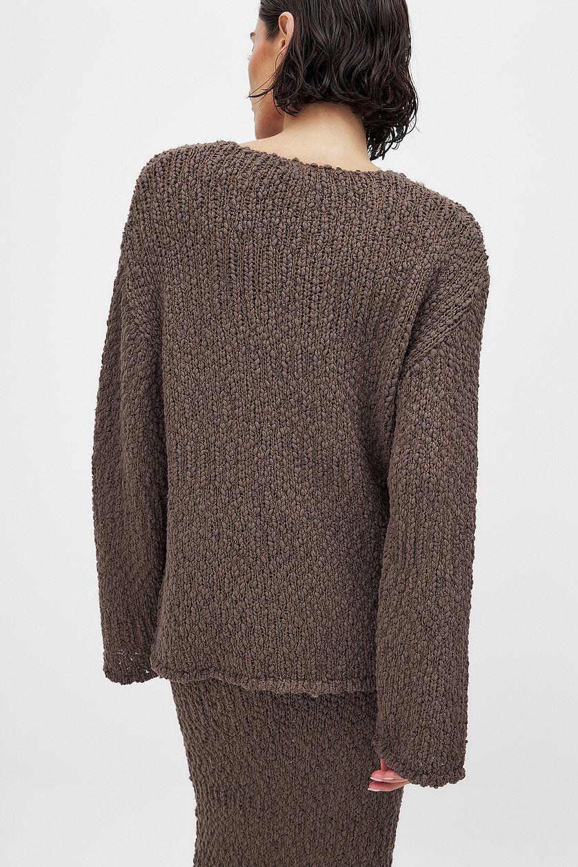Structured Knitted V-Neck Sweater Product Image