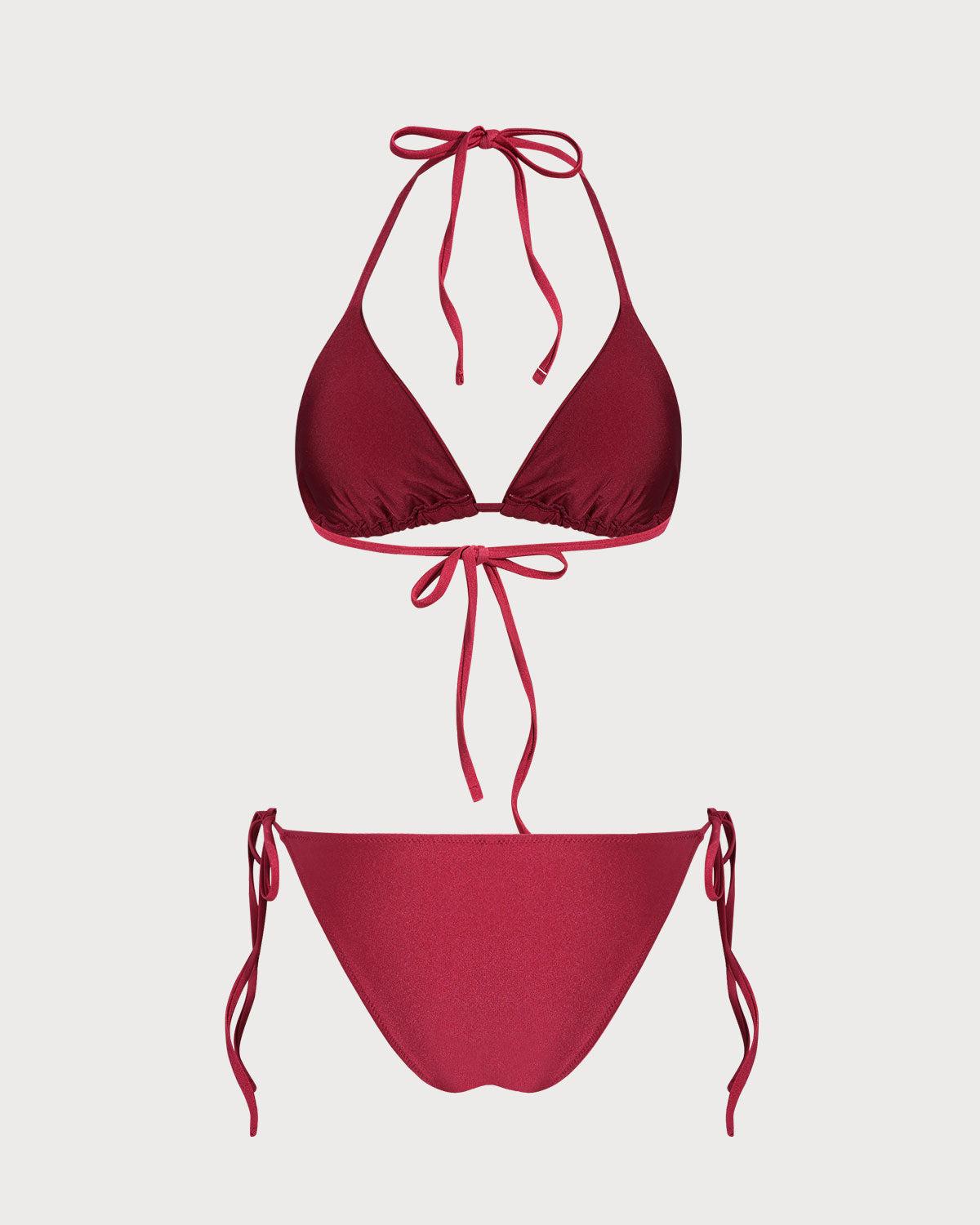 Red Triangle Drawstring Bikini Set Product Image
