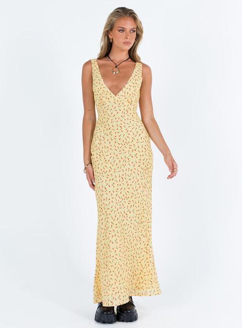 Nellie Maxi Dress Yellow / Red Floral Product Image