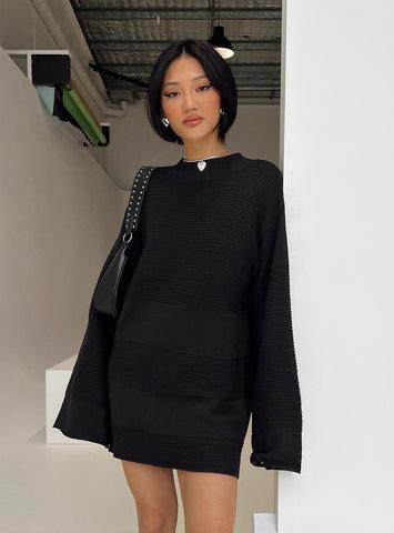 Cheyenne Knit Sweater Dress Black Product Image