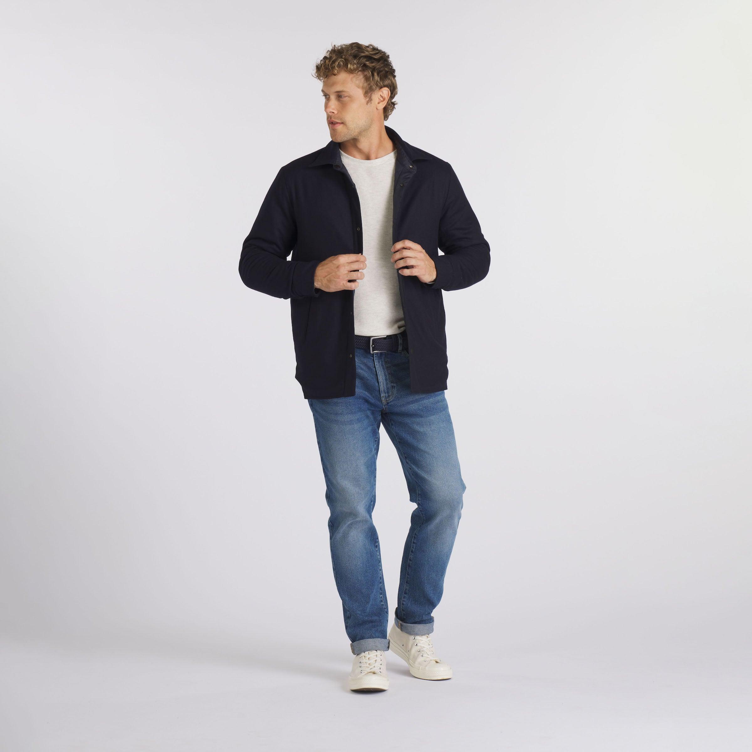 Insulated Reversible Shirt Jacket - Navy Product Image