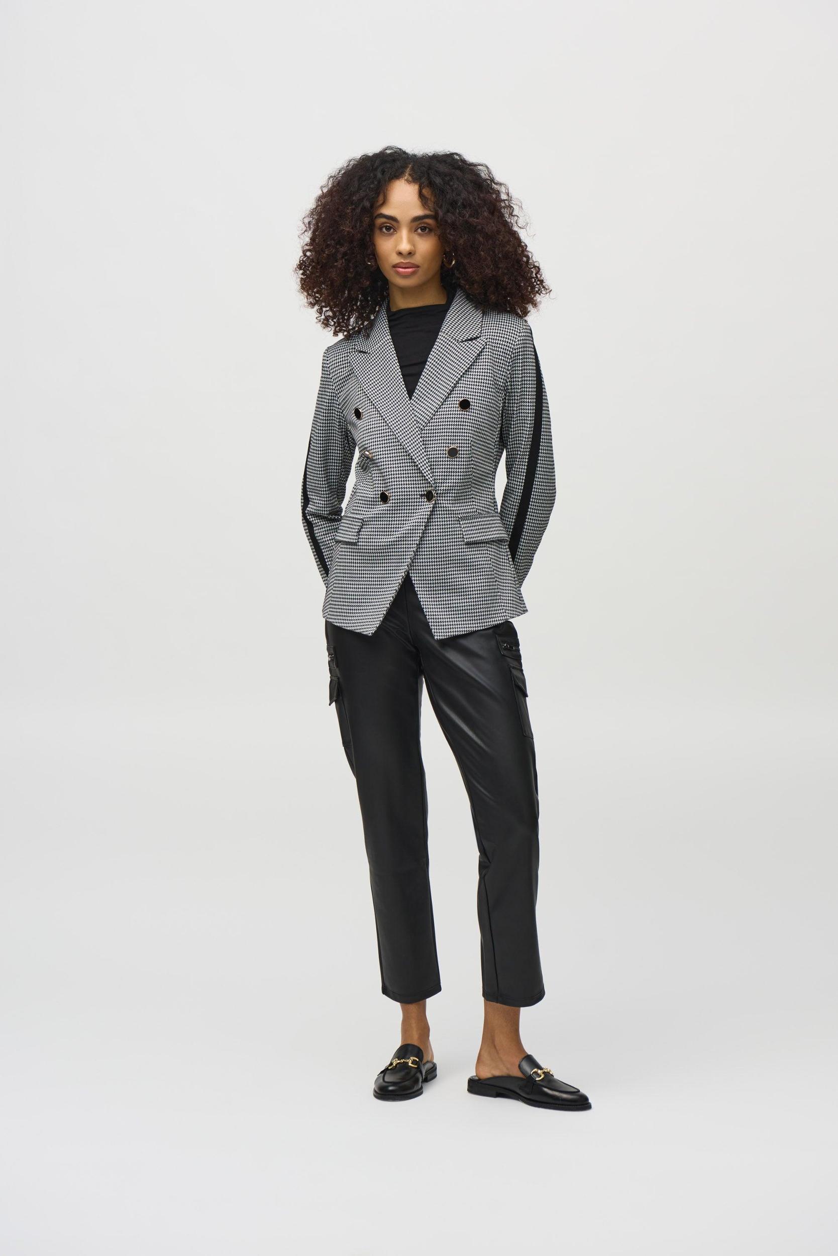 Houndstooth Jacquard Knit Fitted Blazer Product Image