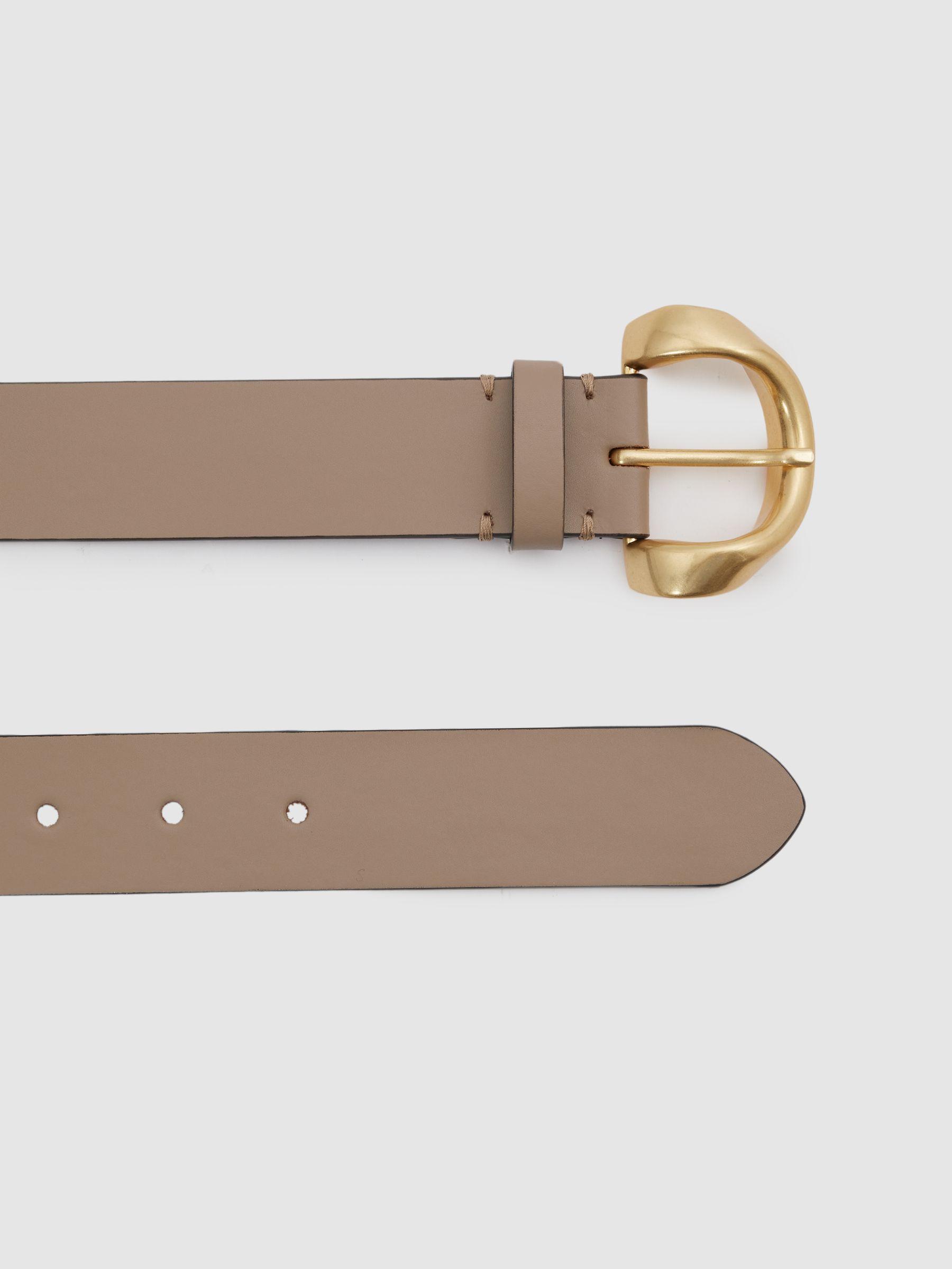 Indie Taupe Leather Twisted Buckle Belt Product Image
