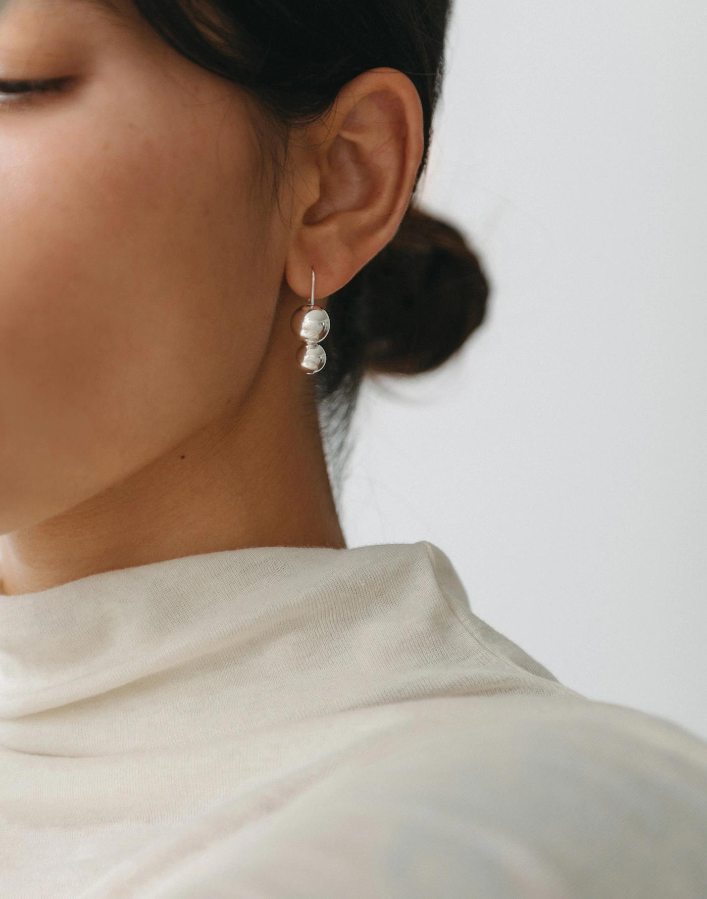 Maslo Jewelry Double Orb Silver Earrings Product Image