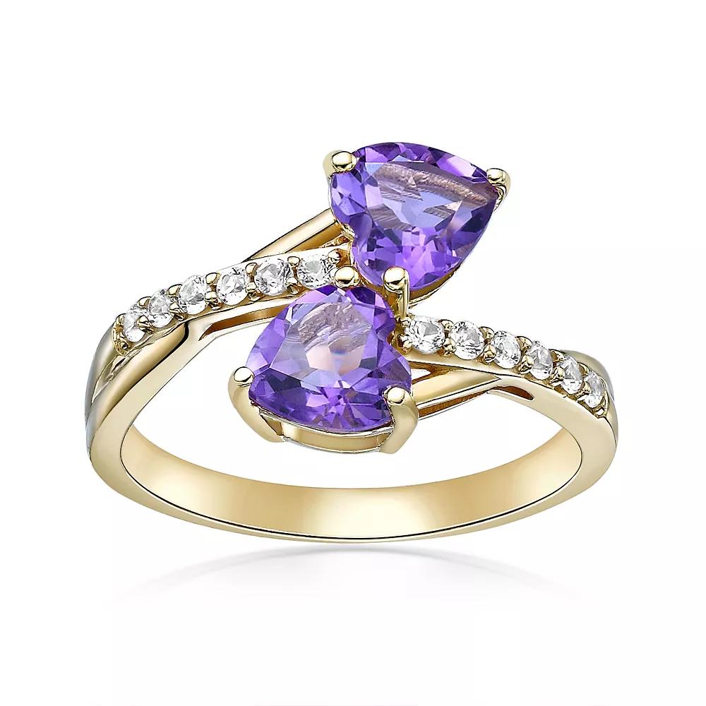 Gemminded 18k Gold Over Silver Amethyst & Lab-Created White Sapphire Ring, Women's, Gold Tone Product Image