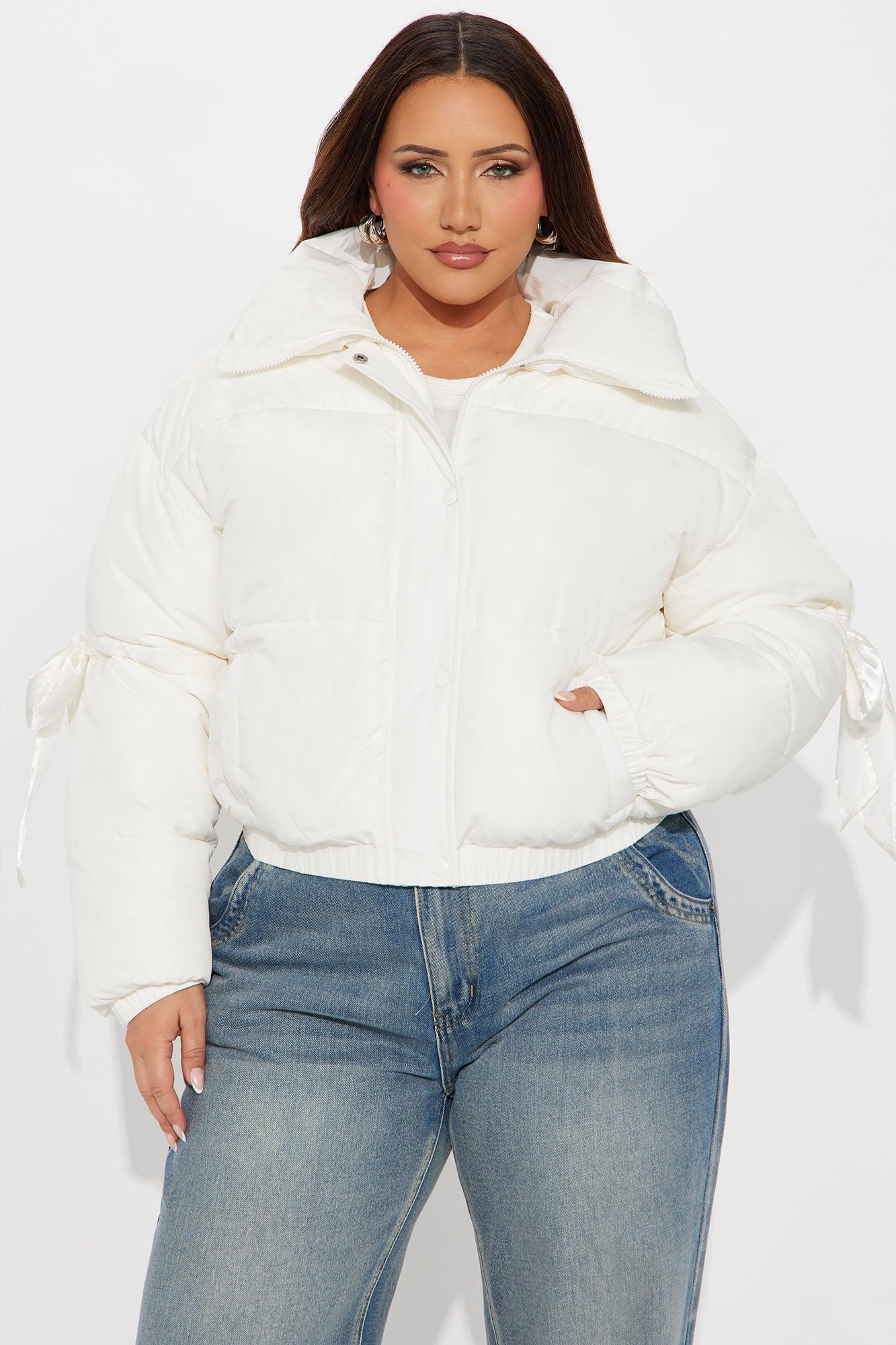 Coquette Touch Bow Puffer Jacket - Ivory Female Product Image