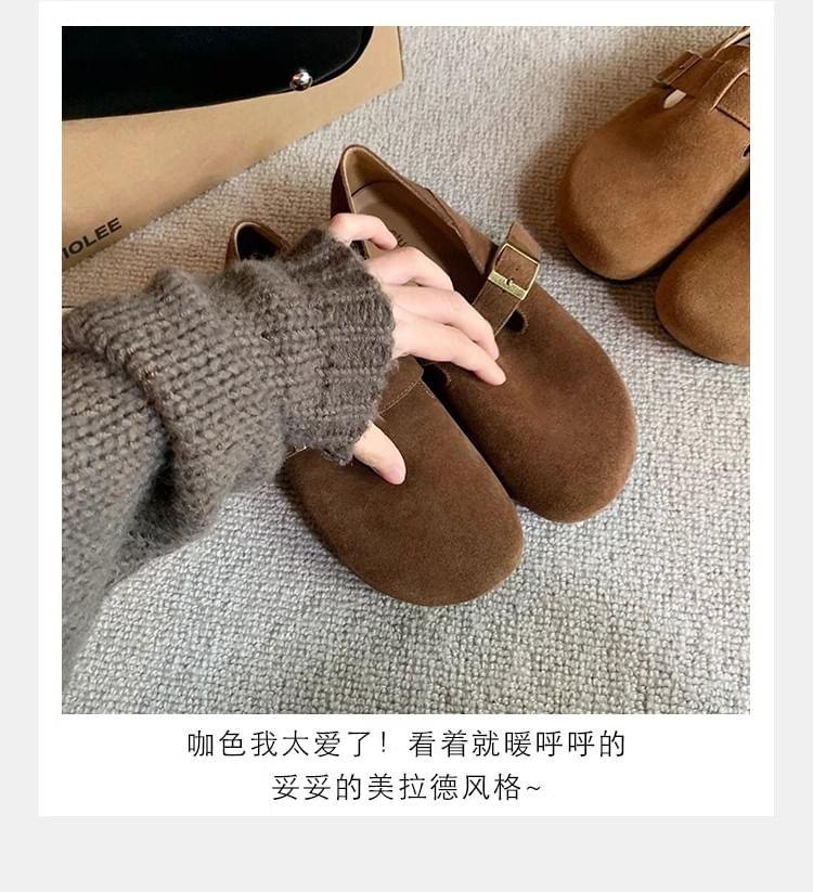 Platform Buckled Suede Slip Ons Product Image