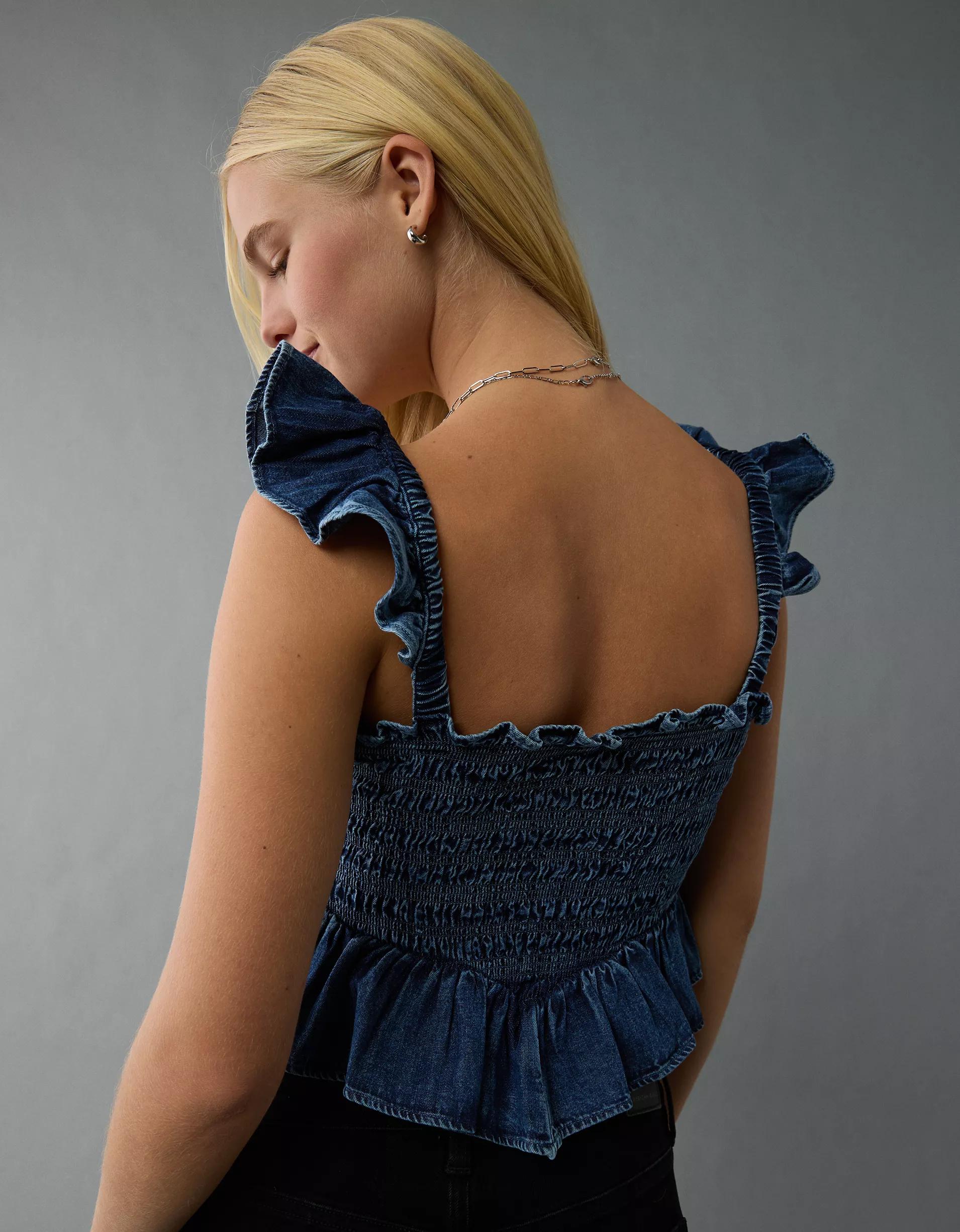 AE Bella Smocked Crop Top Product Image