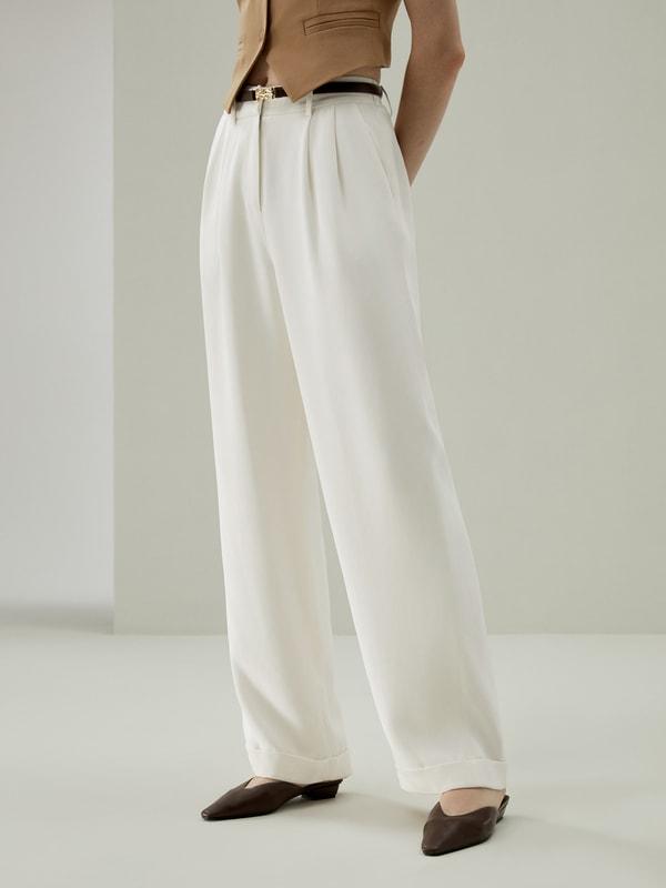 LILYSILK Silk Pants Women Lightweight Natural White 4 Product Image