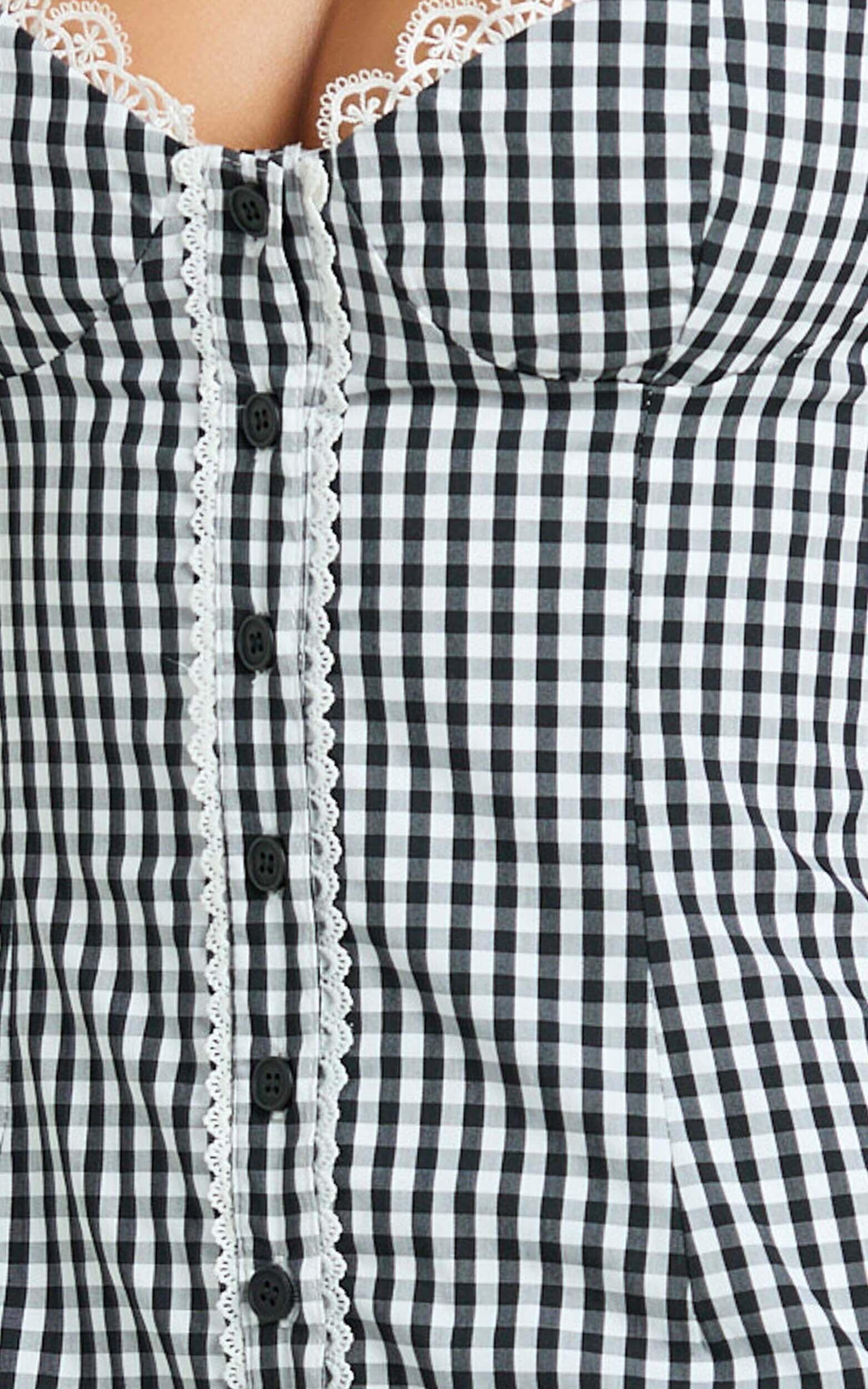 Anessa Midi Dress - Button Front Bustier Fitted Dress in Black Product Image