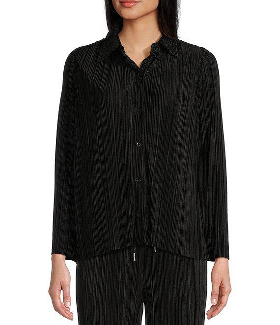 Evolutionary Coordinating Plisse Long Sleeve Button Front Shirt Product Image