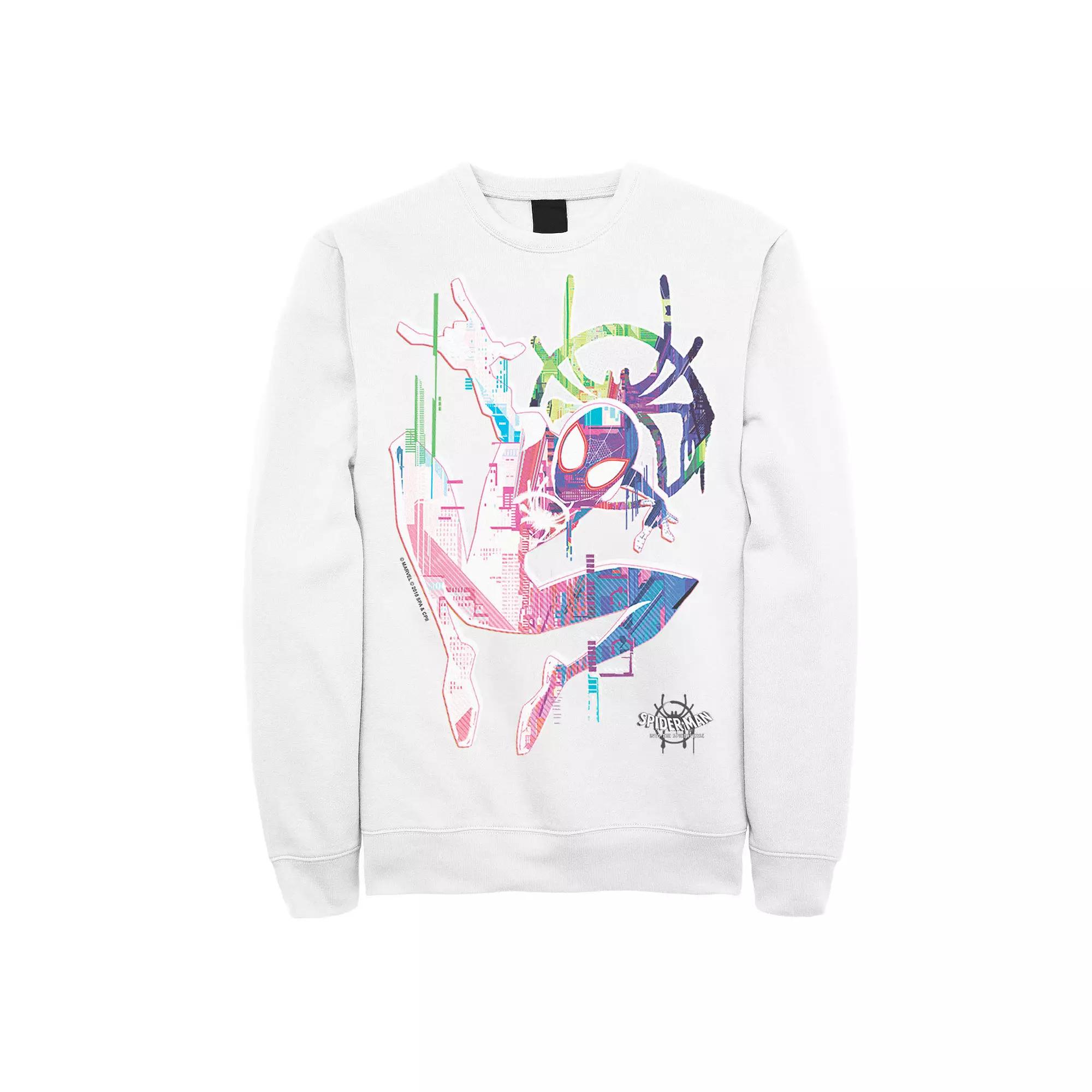 Men's Marvel Spiderverse Watercolor Spidey Pose Graphic Fleece Pullover,  Product Image