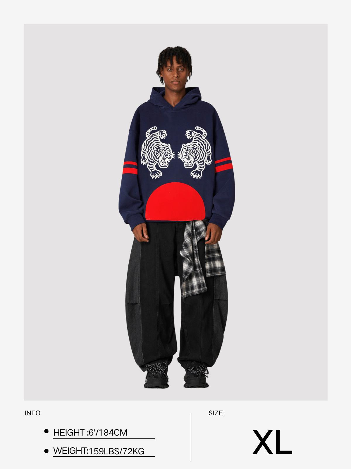 Aelfric Eden Oversized  Embroidery Tiger Hoodie Product Image